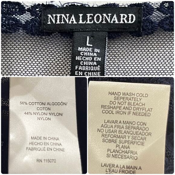 Nina Leonard Floral Embroidered Mesh 3/4 Sleeves Open Duster Cardigan Large - Picture 7 of 9